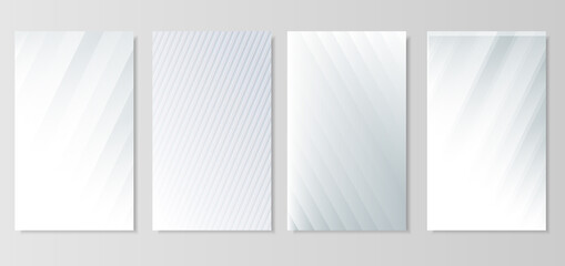 Set of abstract diagonal lines light silver background vector. Modern white and gray background.