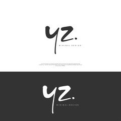 YZ Initial handwriting or handwritten logo for identity. Logo with signature and hand drawn style.