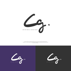 CG Initial handwriting or handwritten logo for identity. Logo with signature and hand drawn style.