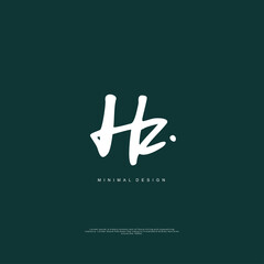 HZ Initial handwriting or handwritten logo for identity. Logo with signature and hand drawn style.