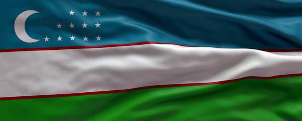 Waving flag of Uzbekistan - Flag of Uzbekistan - 3D flag background