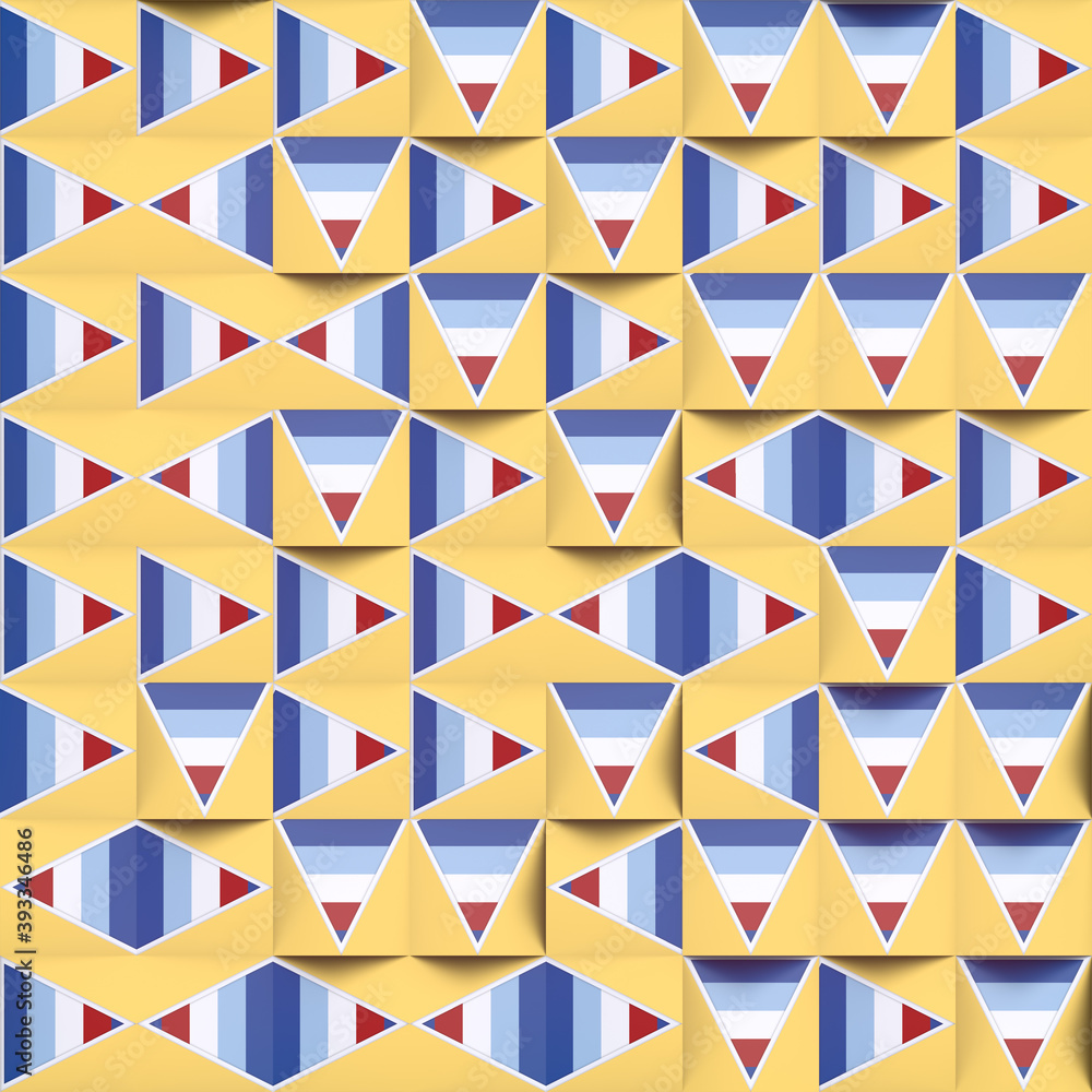 Fototapete modern multi colored pattern of randomly spaced geometric shapes. digital 3d rendering illustration.