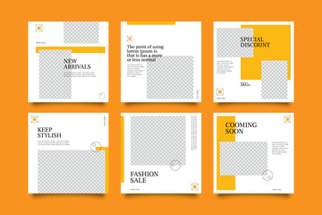 6 Editable square banner layout template. modern promotion square web banner for social media.