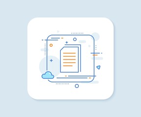 Copy Documents line icon. Abstract square vector button. Copying Files sign. Paper page concept symbol. Copy files line icon. Quality concept badge. Vector