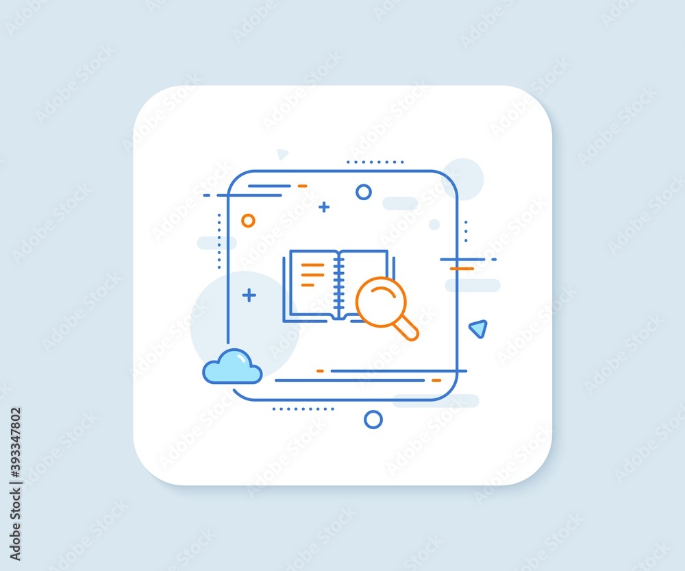 Aufkleber search in book line icon. abstract square vector button. education symbol. instruction or e-learning