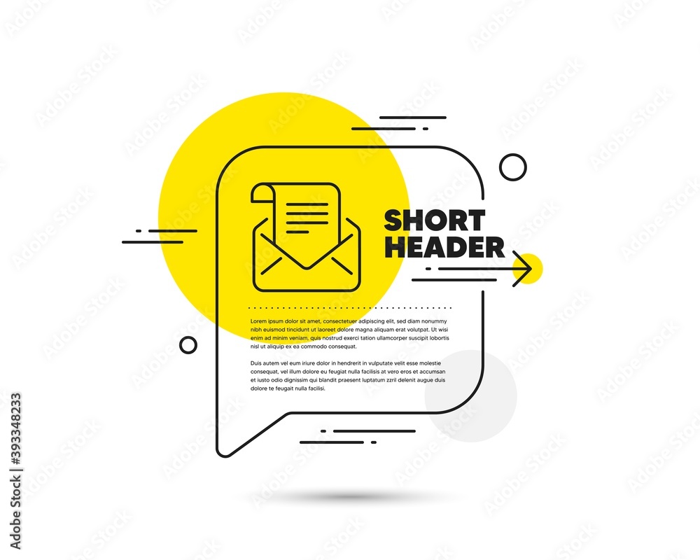 Poster mail newsletter line icon. speech bubble vector concept. read message correspondence sign. e-mail sy