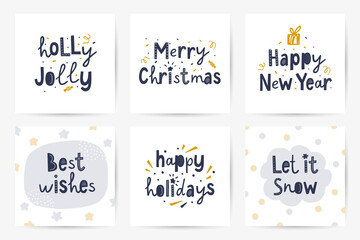 vector set of lettering christmas greeting cards - 393348294