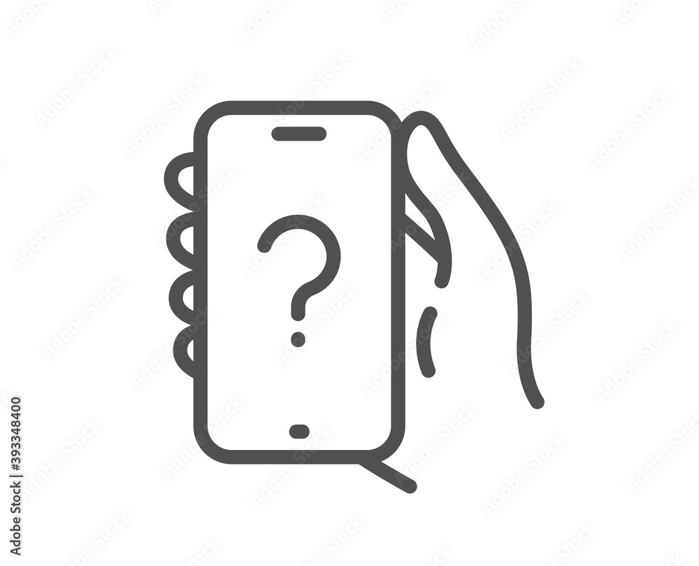 Poster ask question phone app line icon. help support sign. faq questionnaire symbol. quality design elemen