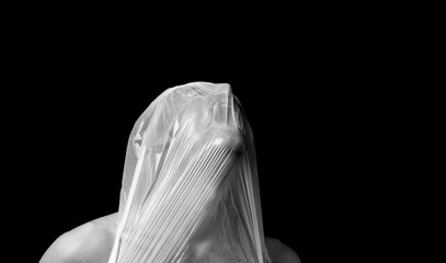 portrait strangulation, plastic bag on head