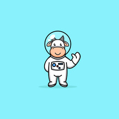 Cute cow with astronaut costume design