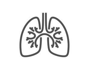 Lungs line icon. Pneumonia disease sign. Respiratory distress symbol. Quality design element. Linear style lungs icon. Editable stroke. Vector
