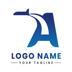 Letter A logo with plane or rocket, company logo, business logo, minimalist logo, modern logo, gradient logo, traveling logo.