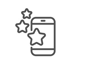 Best app line icon. Phone ratings sign. Ranking symbol. Quality design element. Linear style best app icon. Editable stroke. Vector