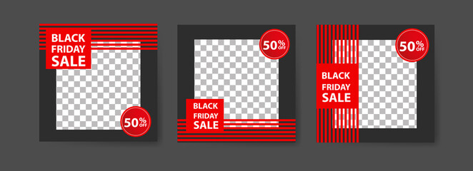 Social media post templates for digital marketing and sales promotion on black friday. fashion advertising. Offer social media banners. vector photo frame mockup illustration