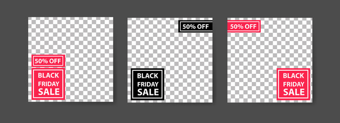Social media post templates for digital marketing and sales promotion on black friday. fashion advertising. Offer social media banners. vector photo frame mockup illustration