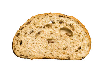 slice of wheat cereal bread isolated on white background