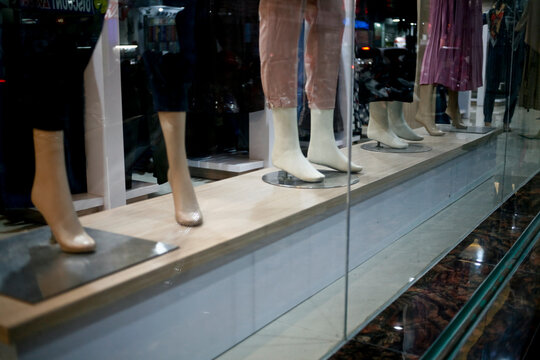 Female Feet, Manequin Details In Front Of Store