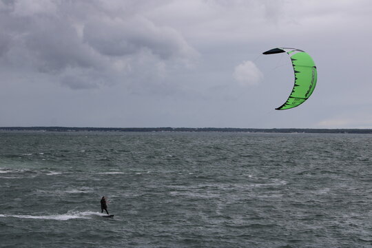 kite surfing on the sea