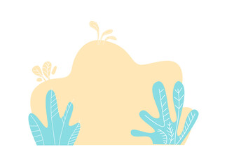 Abstract bush or plant with green yellow foliage isolated white background