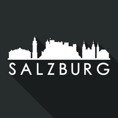 Obraz premium Salzburg Austria Flat Icon Skyline. A Silhouette Design City Vector Art. Famous Buildings in Vector.