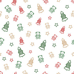 Vector christmas teddy bear repeat pattern backcground