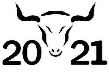Abstract image of a bull. Banner, background, cover, calendar dedicated to the new 2021 year of the bull. Happy 2021 Chinese New Year greetings. Vector illustration.