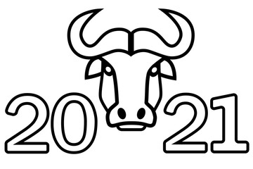 Abstract image of a bull. Banner, background, cover, calendar dedicated to the new 2021 year of the bull. Happy 2021 Chinese New Year greetings. Vector illustration.
