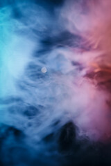 smoke with red and blue lights