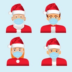 4 versions of santa claus. Vector illustation