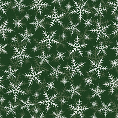 Vector white christmas snowflakes repeat pattern backcground