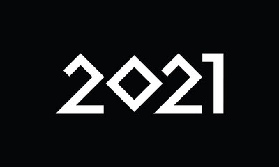 Obraz premium Happy New Year 2021 text design. Minimalistic text template