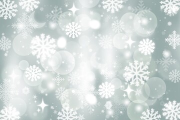 Gray abstract background. white light and snowflakes bokeh winter for Christmas new year blurred beautiful shiny lights use for card banner wallpaper backdrop and your product.