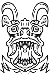 Dragon. skull with wings. 