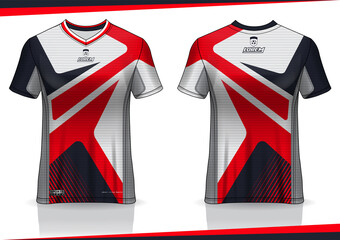 Jersey mockup. t-shirt sport design template for runner, uniform front and back view. red white color