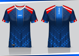 Jersey mockup. t-shirt sport design template for runner, uniform front and back view. blue color