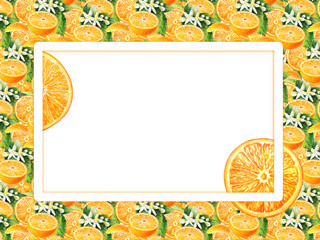 Citrus frame illustration art, orange hand drawn design.