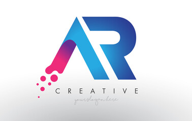 AR Letter Design with Creative Dots Bubble Circles and Blue Pink Colors