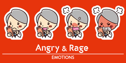 スマホと女医の表情セット / 怒る / 激怒