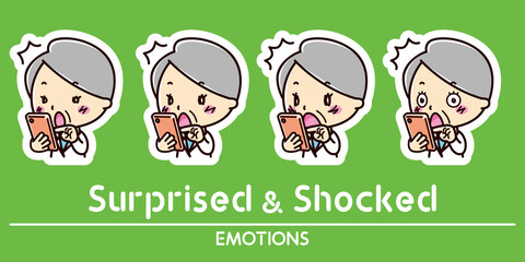 スマホと女医の表情セット / 驚く / ショック