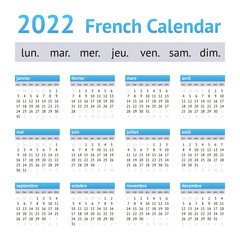 2022 French European Calendar. Weeks start on Monday