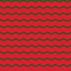 Vector red and green zigzag christmas repeat pattern backcground
