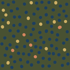 Fototapeta na wymiar Seamless pattern with handmade paper circles on green background