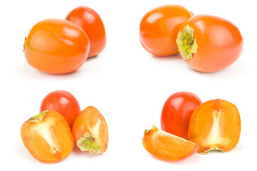 Set of persimmon isolated on a white background with clipping path