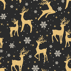 Christmas seamless pattern with reindeer background, Winter pattern with reindeer, wrapping paper, winter greetings, web page background, Christmas and New Year greeting cards