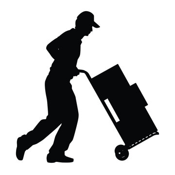 Delivery man silhouette vector on white