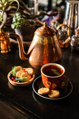 Christmas tea with cookies and candy