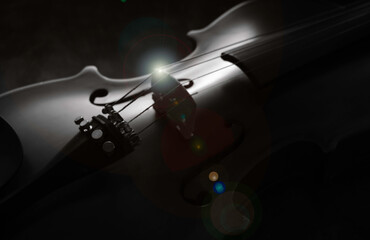 Blurred violin front side,black and white tone,