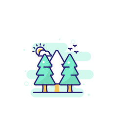 Forest illustration Outline Filled Style Icon. EPS File 10