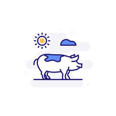 Pig illustration Outline Filled Style Icon. EPS File 10
