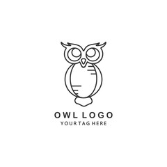 owl logo line art illustration vector template design